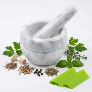 Weißer Marmor Mörser Mit Stößel, 10 Cm Mini Mörser Set Für Tabletten Kräuter Gew