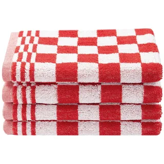 ZOLLNER Geschirrtuch, (Set, 4-tlg), 50 x 50 cm, 100% Baumwolle, vom Hotelwäschespezialisten rot