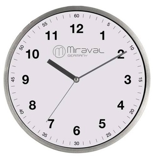 Miraval Wanduhr Uhrwerk Analog AA-Batterie Silber Geräuschlos kein Ticken Japanisches Lautloses Quarzuhrwerk 420 Gr 250 mm - 4-MV6072-2