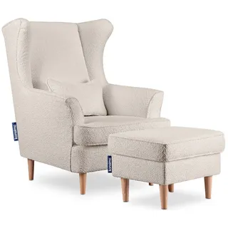 KONSIMO® Ohrensessel STRALIS Sessel, skandinavischer Stil, hergestellt in der EU, zeitloses Design beige