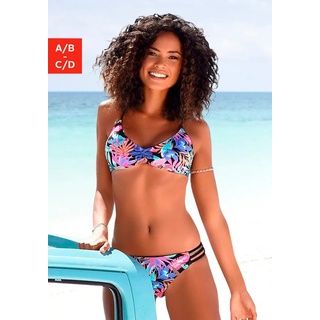Triangel-Bikini-Top BENCH. "Pitch" Gr. 36, Cup A/B, bunt (schwarz, bedruckt) Damen Bikini-Oberteile Ocean Blue mit stylischer Rückenlösung