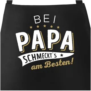 MoonWorks Grillschürze Kochschürze für Männer Frauen Bei [object Object] schmeckts am besten Küchenschürze Baumwolle Moonworks®, mit kreativem Aufdruck schwarz