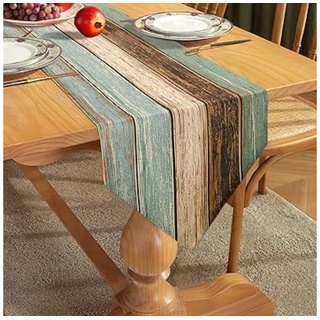 Coonoor Tischdecke Tischläufer Premium Tischdecke abwaschbar, Tischband, moderne Leinen Tischdecke, Innen- und Außenbereich Deko braun|grün
