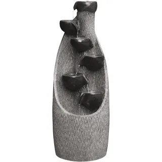 Dehner Gartenbrunnen Scale, Terassenbrunnen frostbeständig, Brunnen für Außen, mit LED Beleuchtung, ca. 91 x 33 x 29.5 cm, Polyresin, grau