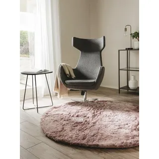 benuta Teppich Whisper, rund, Höhe: 31 mm, Hochflorteppich Wohnzimmer, Schlafzimmer, Esszimmer, Flur, Weich rosa Ø 200 cm x 31 mm