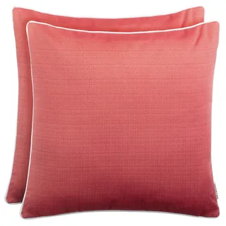 Brandsseller 2er Set Outdoor Kissen 45x45 cm – Wetterfeste Zierkissen mit Paspel in Walzoptik – Wasserabweisende Gartenkissen & Dekokissen für draußen – Sofakissen für Balkon & Terrasse - Rot