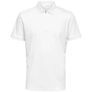 SELECTED HOMME Poloshirt - kurzarm Polo Shirt mit Reißverschluss - SLHFAVE ZIP SS POLO weiß L (52)