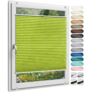 Birrke® Plissee ohne Bohren Klemmfix, zum Kleben, Blickdicht, lichtdurchl | Fenster Plissee nach Maß Breite: 25–124 cm, Höhe: 50–149 cm - Jalousie innen, Sichtschutz, Sonnenschutz, 15 Farben