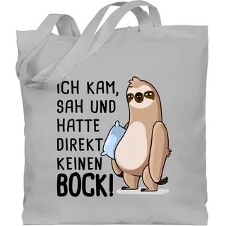 Shirtracer Baumwolltasche - Sprüche Statement - Hatte direkt keinen Bock - Faultier - Unisize - Hellgrau - geschenke mit faultieren statements kam sah beutel geschenk sprüchen￼ faultiere stoffbeutel - Einheitsgröße