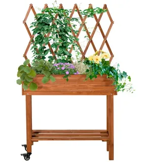 Outsunny Hochbeet mit Rankgitter 79 x 29 x 130 cm Braun