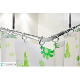 2er Alu Winkelstange Barrierefrei 120x120 cm extra lang chrom silber Duschstange - Silber