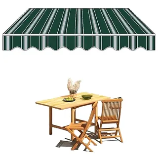 Markisenbespannung 4x3/5x3/6x3m Markisen Ersatzstoff Markisenstoff Wechseln Balkonmarkisen Sonnenschutz Stoff Einziehbare Markisentuch Manuelle Markisevolant Markise Canvas(Green Stripe,4.5x3.5m/15x12