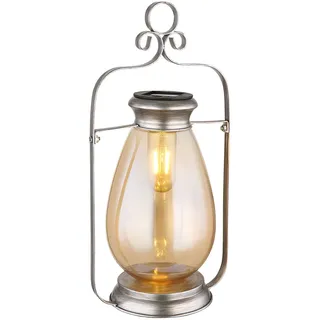 GLOBO Laterne Glas amber H 36,5 cm 1er Set silber