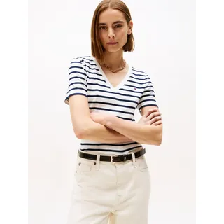 Tommy Hilfiger Cody V-Neck Kurzarm-T-Shirt Breton/Ecu/Dark Night Navy S