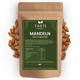 500g Mandeln ganz | ungeschält | naturbelassen | intensives nussiges Mandelaroma