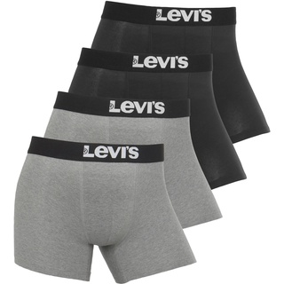 Boxershorts LEVI'S "Men Solid Logo Boxer 4er Pack" Gr. M (5), 4 St., grau (grau, schwarz) Herren Unterhosen Levi's