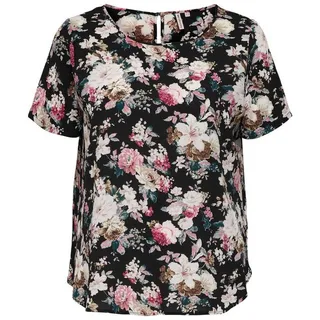 ONLY CARMAKOMA Blusenshirt Kurzarm Design Bluse Plus Size Curvy Shirt CARVICA Übergröße (1-tlg) 3906 in Rosa rosa|schwarz 3XL (46)ARIZONAS