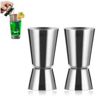 JiaYuan 2 Stück Cocktail Messbecher,Messbecher cocktail,barmaß | 2cl 4cl Dual Spirit Measure Cup,Barmass Cocktailmessbecher,Edelstahl Barmaß,Mixbecher Portionierer,Für Bars,Zuhause