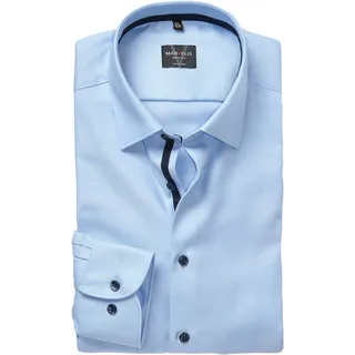 Langarmhemd MARVELIS, Herren, Gr. 40, N-Gr, bleu, Web, Obermaterial: 100% Baumwolle, unifarben, slim fit normal, 2-Knopf-Manschette, Hemden, Businesshemd, New-York-Kentkragen, unifarben, schmale Passform