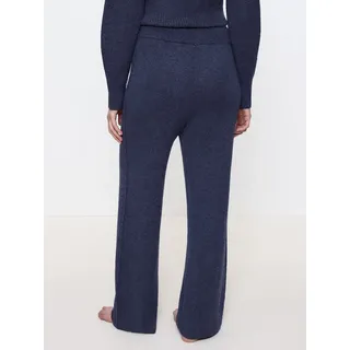 Triumph Pyjamashorts Amourette Cozy Trousers mit weitem Bein und verstellbarem Bund - gerippte Säume blau 46