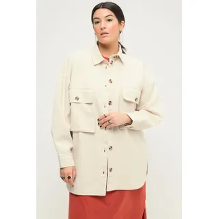 Studio Untold Hemdbluse Hemdjacke oversized Hemdkragen weiter Langarm weiß 58/60