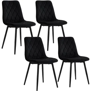 Relaxdays Esszimmerstuhl Samt schwarz 4er Set