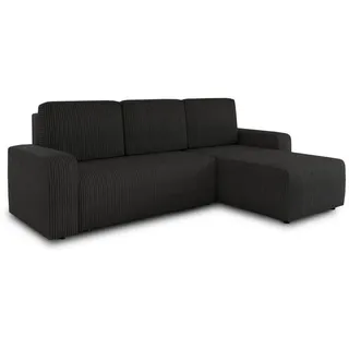 Sofnet Eckcouch Cord 5-Sitzer Schwarz