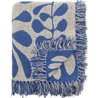 Bloomingville Nevine Plaid 130 x 160 cm Blau/Beige