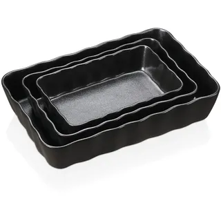 Auflaufform Set, vancasso FORTE 3 teilige Ofenform aus Steingut, eckiges Backformen Set
