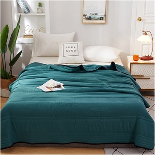 Kühldecke aus Seide, Cool Ice Silk Summer Comforters Blanket, einfarbige Klimaanlagendecke for den Sommer, waschbare, leichte, atmungsaktive Decke for den Sommer ( Color : Dark green , Size : 200x230c