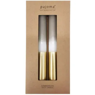 Stabkerzen 4 Stück - Beige-Weiß-Gold | Höhe 21 cm ø 2.1 cm - Brenndauer 5 Stunden | 3 farbige Spitzenkerzen - Premium Qualität | pajoma®