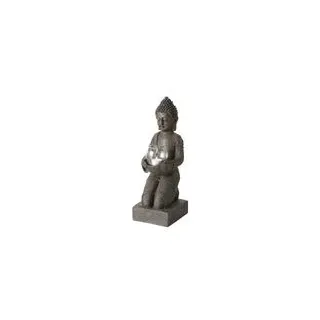 Erwecke Spiritualität im Garten: FeineHeimat Buddha Figur mit Windlicht, 44 cm