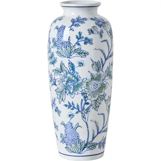 Beliani Blumenvase Guadix 35 cm Weiß/Blau