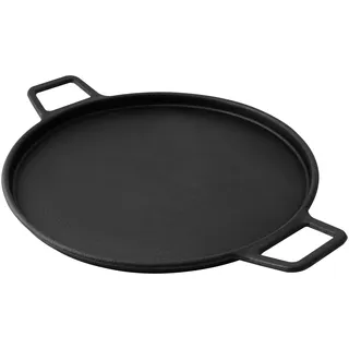 Kenmore Grillplatte Gusseisen | Grill Zubehör | Pfanne 36 cm Rund | Gusspfanne | Pizzaaufsatz für gasgrill | für BBQ, Herd und Backofen