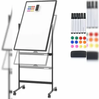 Costway Doppelseitiges mobiles Whiteboard 60 x 90 cm Schwarz