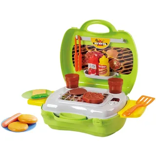 Play Kinder-Grill BBQ-Koffer 22-tlg Tischgrill m. Zubehör Grill Utensilien Spielset +24M bunt