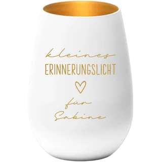 Erinnerungslicht Trauergeschenk Trauerkerze personalisiert Windlicht aus Glas Trauer Geschenk für Hinterbliebene Trauerlicht mit Gravur Gedenkkerze für Verstorbene (Weiß)