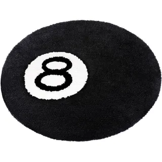 8 Ball Rug - 24 inch Black Round Carpet Billiard Pool 8 Ball Carpet, Non-Slip Flocking Floor Bath Mat Alt Room Decor Soft Y2K Rug Hypebeast Doormat for Bedroom Für Streetwear Deko Jugendzimmer