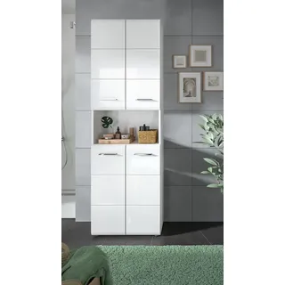 xonox.home Ice Hochschrank 60 x 185 cm Weiß Hochglanz Holz