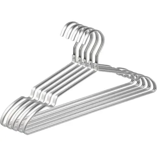 Amber Home 10er-set Kleiderbügel Aus Aluminium, 42 Cm, Mattsilberne Metallbügel Für Kleidung, Anzüge, T-shirts, Hemden, Jacken, Kleider, Rutschfeste Einkerbungen, Elegant Und Hochwertig, Langlebig