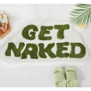 AruMinna Get Naked Badematte, unregelmäßig geformt, rutschfest, weiche Mikrofaser, 1000 g/m2, hoher Flor, saugfähig, lustig, niedliches Badezimmer-Dekor für modernes Bauernhaus, Boho, Zuhause (Grün)