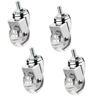 IMUNKT M8/M10 Gewinde Lenkrollen Transparent Möbelrollen 35/50mm, Kleine Polyurethan Räder, Warenkorbrollen Mit Bremse Für Couchtisch, Beistelltisch 4 Stück(4swivel,1.5in-M10)