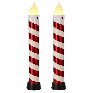 2x LED Candy Kerze 83cm | Outdoor | XXL Zuckerstange beleuchtet | Weihnachtskerze mit Timer | Stabkerze Stimmungslicht für Weihnachten I Zuckersta...