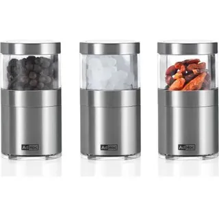 AdHoc Gewürzmühlen-Set 3-teilig Silber