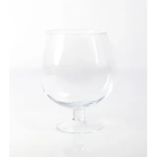 INNA-Glas Glas Kugelvase - Brandy Glas Liam mit Fuß, klar, 20cm, Ø 15cm - Glasvase, Glas weiß