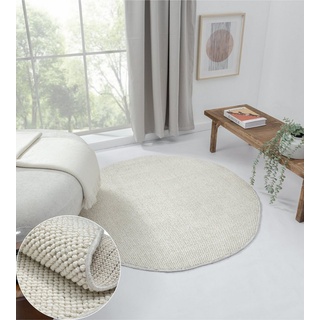 Teppich MY-RUG Divya Sisal-Optik 120x120cm, Wohnando, rund, Höhe: 12 mm, Uni Farben, meliert, auch in rechteckig erhältlich weiß