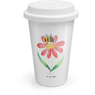 Mr. & Mrs. Panda To Go Becher Hummel Blume - Geschenk, Coffe To Go Becher, Thermobecher to go, Feld, Gute Laune, Coffee to go Becher, lustige