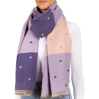 BRUBAKER Schal Cashmirillo Damen Schal mit Herz Muster - 70 x 200 cm, (Weiches Kaschmir-Gefühl, 1-St. für Herbst und Winter), Warm, Kuschelig und Oversized - Herbstschal Winterschal für Frauen lila|rosa