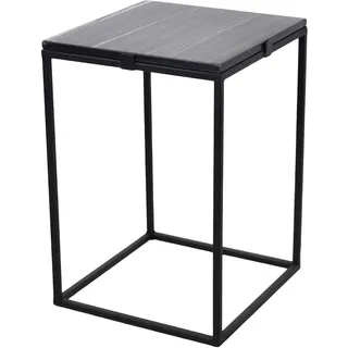 LOFT42 Marmor Beistelltisch Quadratisch Schwarz - Metall - Marmor - 32x32x46