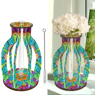 CXINLky Diamond Art Painting Blumenvase, Kreativ Diamond Art Mandala Reagenzgläser mit Bürste, Reagenzglas Vase für Hydrokultur Pflanzen, Tisch Hause Büro Wohnzimmer Deko-05-Mandala